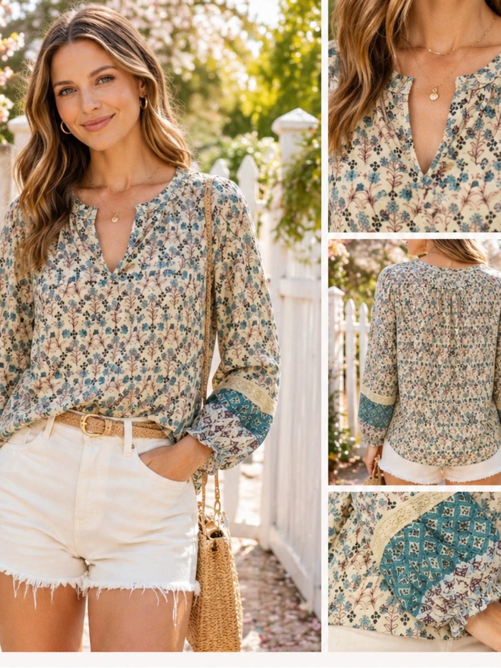 Lovestitch Boho Floral Peasant Blouse
Garden Gate Top | Size Large NWT